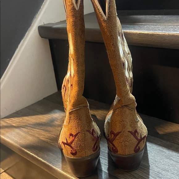 Nomad Tan Embroidered Heeled Boots - Picture 4 of 5